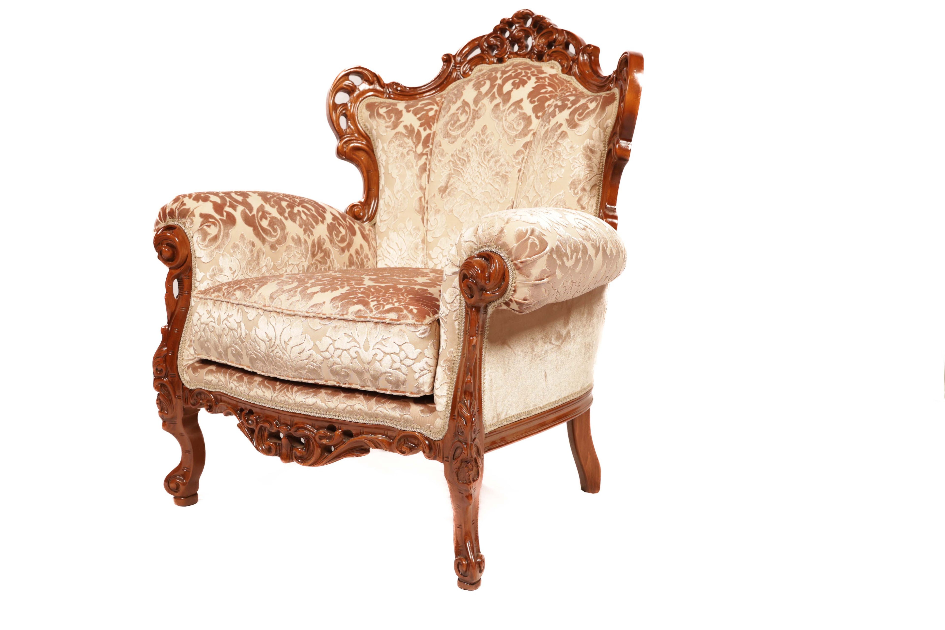 Decorative armchair with intricate carvings