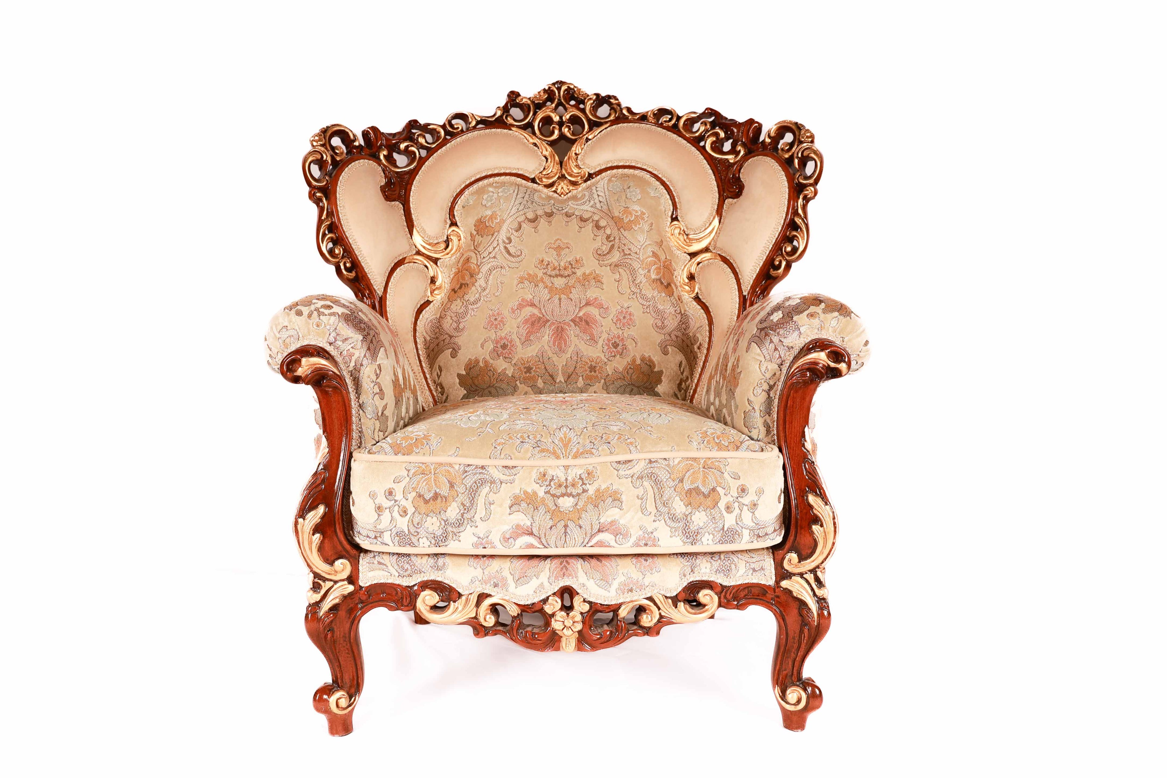 Decorative armchair with intricate carvings 
