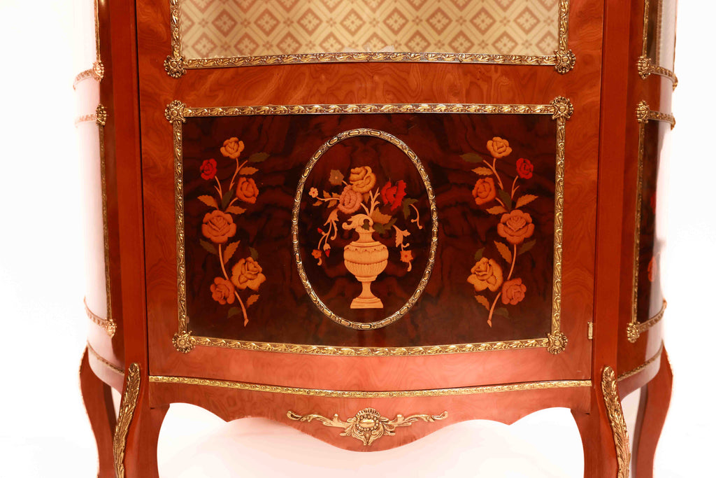 Decorative wooden cabinet with floral inlay 