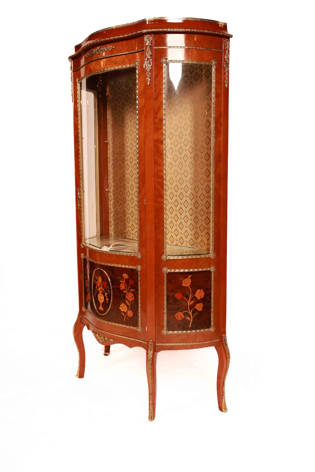 Decorative wooden cabinet with glass panels