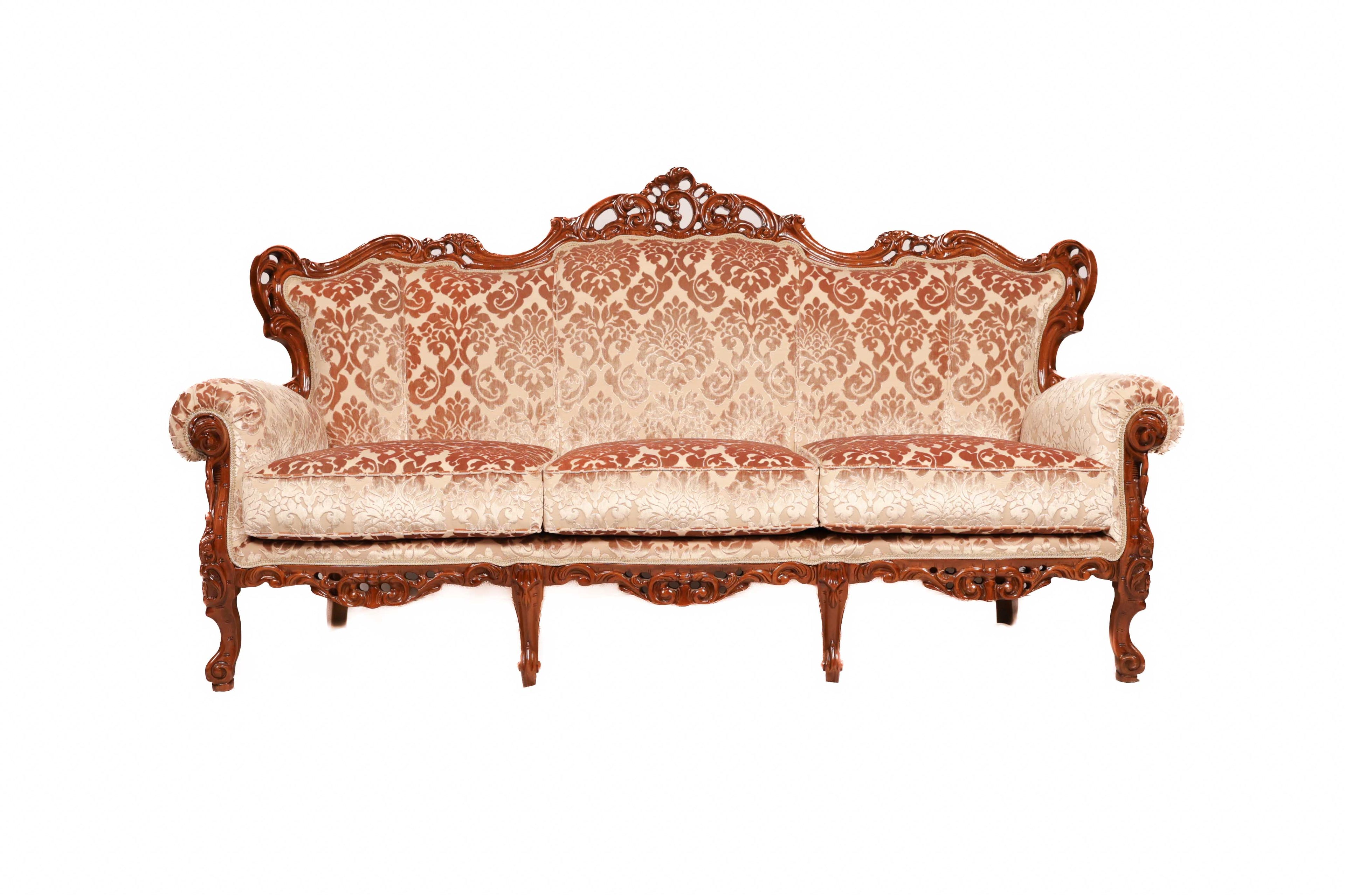 Decorative sofa with intricate carvings 