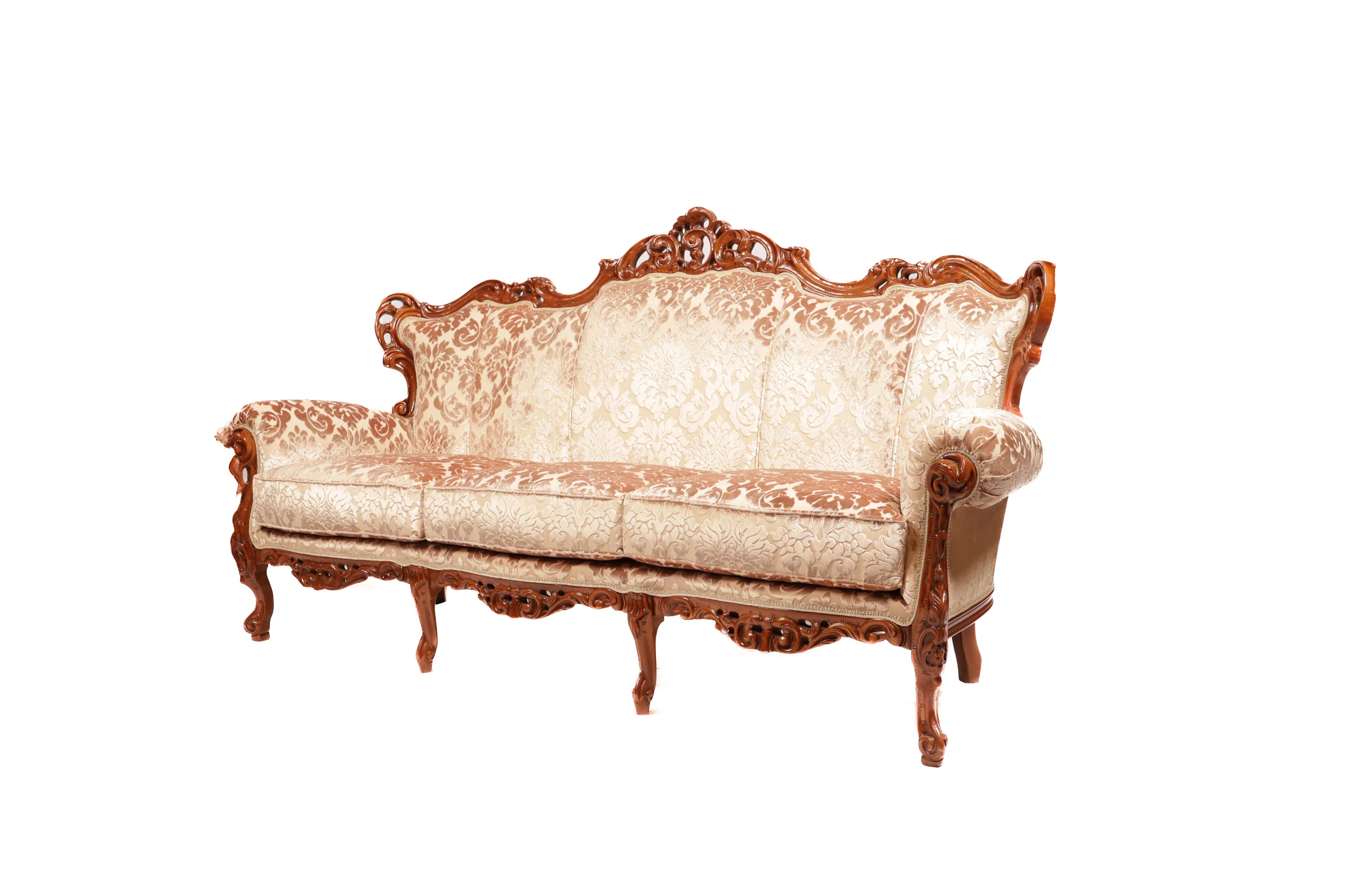 Decorative sofa with intricate carvings 